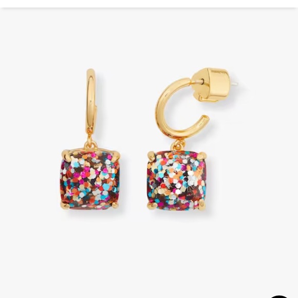 kate spade Jewelry - KATE SPADE Square Glitter Huggie Hoop Earrings